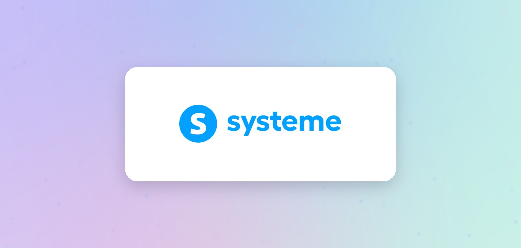 Logo officiel de systeme.io sur fond aux couleurs de ReQube, illustrant la revente de la plateforme en marque blanche